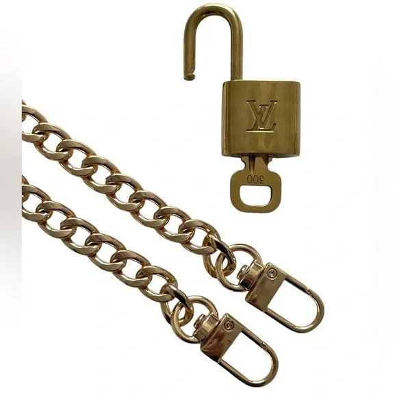 Louis Vuitton Gold Lock & Key #300 w NEW Aftermath Chain 32” - Picture 4 of 8